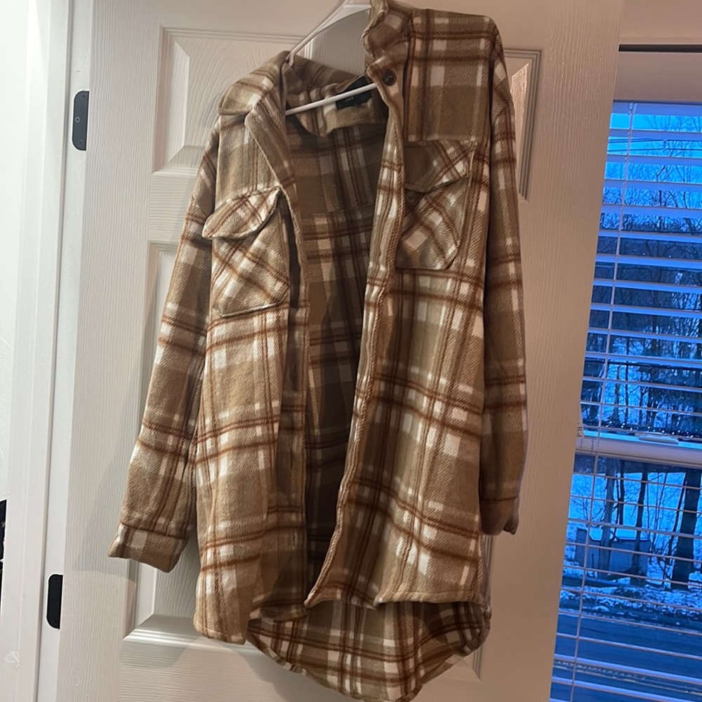 Long brown flannel shirt/jacket